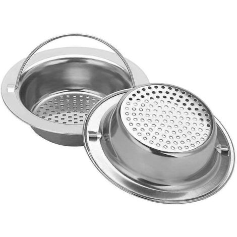 Lot de 2 filtres pour évier de cuisine, 11 cm (4,3 pouces), filtre anti-obstruction en acier inoxydable (1/5)