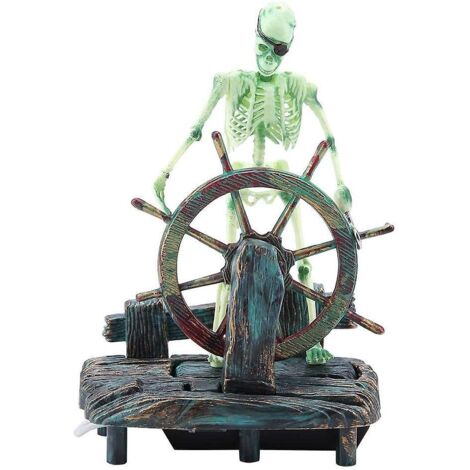 Décoration d'aquarium : hippocampe, capitaine pirate, squelette, ornement pour aquarium. (1/5)