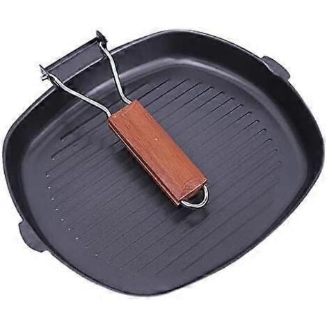 Poêle à griller carrée pliable de 20 cm en fonte, antiadhésive (1/2)