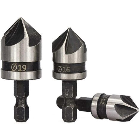 Foret à chanfreiner à 82° et queue de 1/4" (3 pièces) - 5 goujures (1/5)