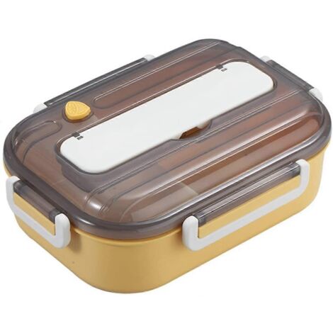 Boîte à lunch en plastique de 1300 ml avec couverts et 2 compartiments hermétiques, idéale pour les pique-niques et l'école. (1/5)