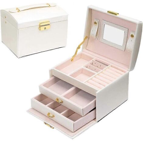 Coffret à bijoux, boîte à bijoux pour maquillage, montre, bijoux, étui à cosmétiques, doublure en velours, coffret de rangement (1/5)