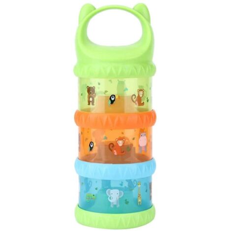 Distributeur de lait en poudre pour bébé, biberon portable à 3 compartiments pour lait infantile en poudre (vert) (1/5)