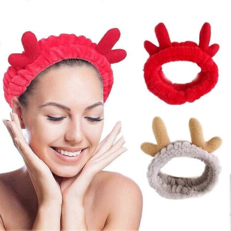 Bandeaux de spa oreilles de cerf, serre-têtes extensibles en forme de bois de cerf pour maquillage, bandeau pour le visage, bandeau de douche et bandeau de sport (1/5)