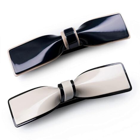 Barrettes élégantes (lot de 2) en résine pailletée, nœud papillon, style japonais, avec épingles à cheveux à pression métallique. (1/5)