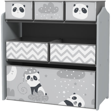 Étagère à Jouets pour Enfants avec 6 Bacs Amovibles en Tissu, 63x30x66cm, Gris (1/5)