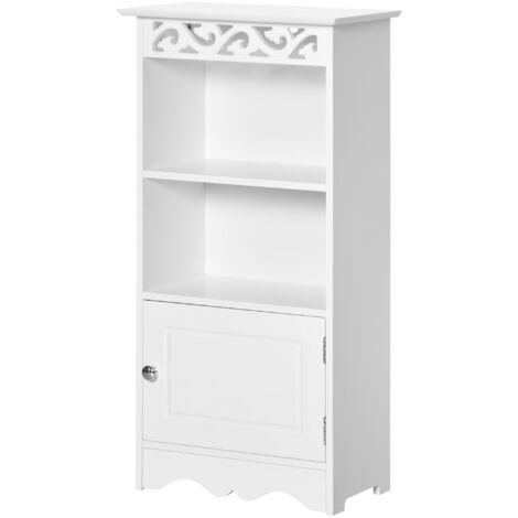 Armoire de sol MDF blanc 40x23x80 cm avec 2 étagères et porte (1/5)
