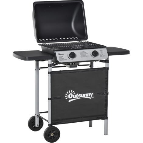 Barbecue à gaz avec couvercle, brûleurs 5,6 kW, BBQ sur roulettes, 104x49x99 cm (1/5)