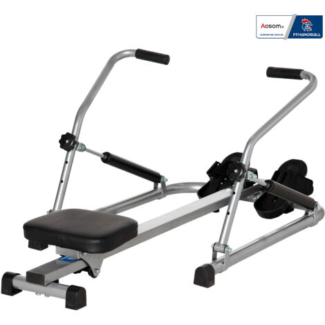 Rameur pliable appartement Aosom.fr x FFHandball - 3 niveaux résistance, écran multifonction, acier (1/5)