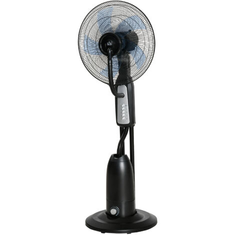 Ventilateur brumisateur silencieux 90W mobile sur roues, 3 vitesses, oscillation 70°, tête réglable, gris/noir (1/5)
