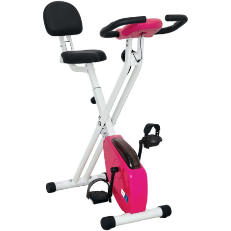 Vélo d'appartement pliable Aosom.fr x FFHandball - 8 niveaux de résistance, selle réglable rose (1/5)
