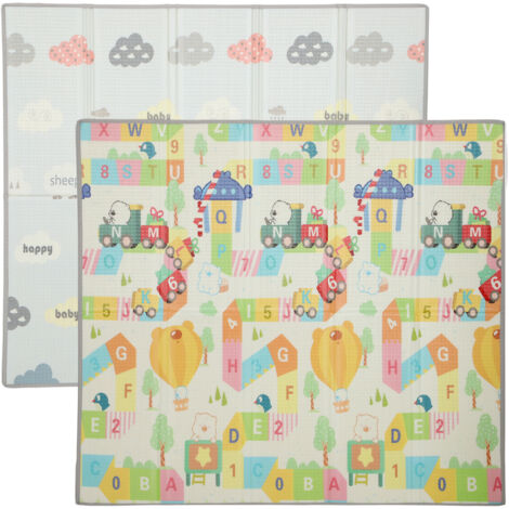 Tapis de sol pour bébé pliable et réversible, tapis d'éveil en mousse épaisse, 200 x 180 x 1,5 cm, multicolore (1/5)