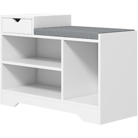 Meuble à chaussures avec banc, 1 tiroir et 3 compartiments, 5 paires, MDF, 76,5x30x52 cm (1/5)