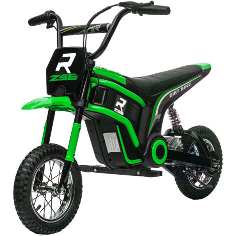 Moto cross électrique enfant 350W 12V 8-16km/h pneus gonflables 12'' verte (1/5)