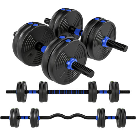 Kit haltères réglables 15 kg 3 en 1, ensemble de poids ajustable avec barre d'extension noire (1/5)