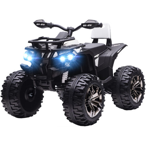 Quad buggy électrique enfant 12V 8km/h max voiture avec effets lumineux sonores métal PP blanc noir (1/5)