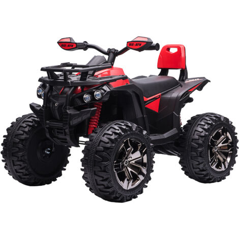 Quad électrique enfant 12V 8km/h voiturette lumineuse sonore avec selle dossier barre de protection métal rouge noir (1/5)
