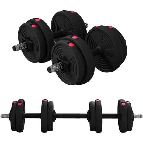 Haltères réglables 2-en-1 15kg avec poignées antidérapantes, barres incluses (1/5)