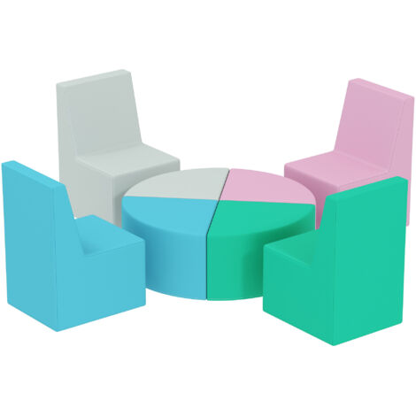 Parcours motricité bébé 8 pièces, module en mousse EPE avec revêtement PU, design table et chaises, multicolore (1/5)
