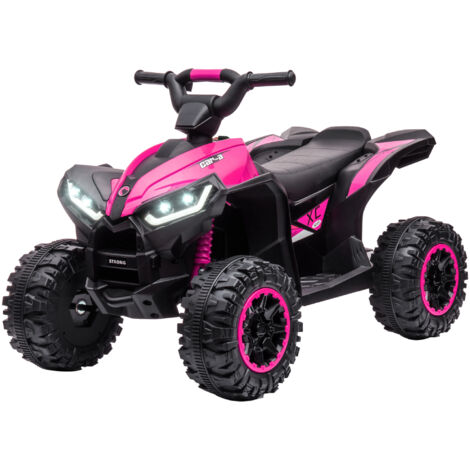 Quad buggy électrique enfant 12V 6km/h max, effets lumineux, selle enfant 3-5 ans, métal PP noir rose (1/5)
