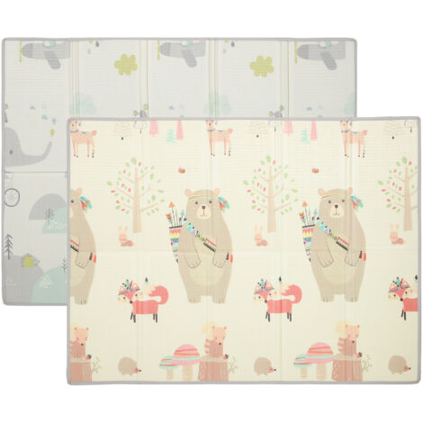 Tapis de jeu bébé pliable réversible, tapis sol mousse épais, 200x150x1,5cm, multicolore (1/5)