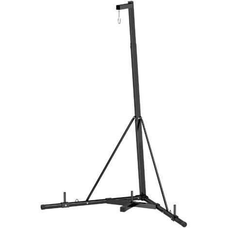 Support de sac de frappe pliable réglable en hauteur avec base lestée acier noir charge max. 60 kg (1/5)