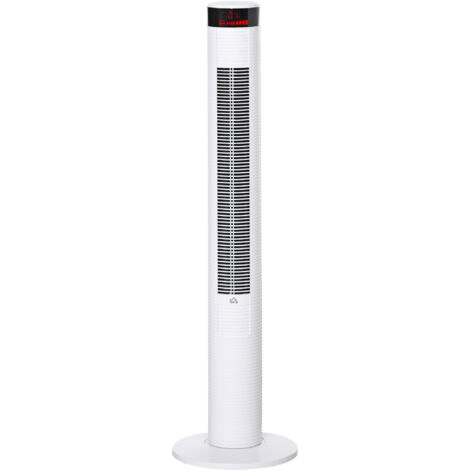 Ventilateur colonne 3 vitesses, 4 modes, minuterie 12h, panneau LED, télécommande, blanc (1/5)