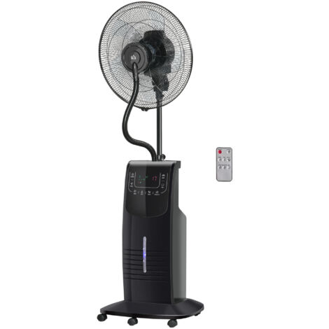 Ventilateur brumisateur 5m, télécommande, minuterie 12h, oscillation 70°, 3 vitesses, 3 fonctions, antimoustiques, réservoir 3,1L, 90W, 44,5x135cm noir (1/5)