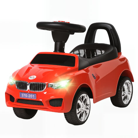 Porteur enfant voiture avec coffre jouets, klaxon, phares et musique, 63,5x28x36 cm, rouge (1/5)