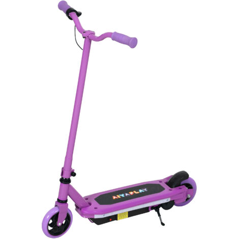 Trottinette électrique enfant 6-14 ans, 10 km/h, lumières LED colorées, frein électrique, violet (1/5)