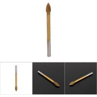 Foret à verre carbure 6mm revêtu titane avec 4 arêtes de coupe et tête en pointe de lance - Outil professionnel