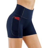 Short femme yoga fitness sport course à pied - Short moulant - Taille L - bleu marine