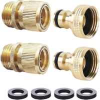 Raccord rapide pour tuyau d'arrosage, tuyau d'eau, raccord rapide en laiton, pouce, connexion facile, raccords de tuyau à connexion rapide, raccord pour tuyau d'arrosage, tuyau d'eau C--