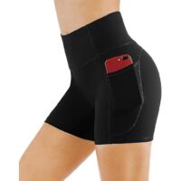 Short femme pour yoga, fitness, sport et course à pied, short moulant - Taille S - noir