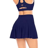 Jupes de tennis plissées pour femmes avec poches, shorts, jupes-shorts de golf et de sport, vêtements de sport pour la course à pied et l'entraînement - Taille L - Bleu marine
