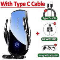 Chargeur sans fil pour voiture 120 W, support magnétique automatique pour téléphone, compatible avec iPhone 14, 13 et 11, Samsung et Xiaomi, charge rapide – Câble inclus, noir