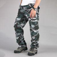 Pantalon cargo militaire camouflage pour homme, pantalon de travail robuste de type militaire, taille 34, bleu.
