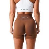Short Nvgtn en spandex uni sans coutures pour femme, collant de sport doux, tenue de fitness, pantalon de yoga, vêtement de gym - M - Caramel