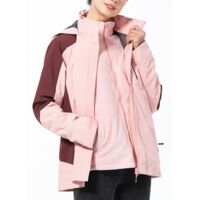 Combinaison d'alpinisme 3 en 1 pour femme et homme, veste coupe-vent imperméable à capuche détachable, hiver - M - Rose femme