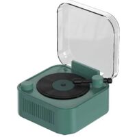 Platine vinyle vintage, enceinte Bluetooth sans fil, longue autonomie, vert foncé