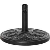Base para Paraguas Redonda Ø48x34 cm en Plástico de 13kg para Mástiles de Ø35/38/48 mm, Negro