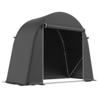 Tenda da garage per biciclette e attrezzi con entrata a cerniera, in PE e metallo, 245x120x200 cm, gris foncé
