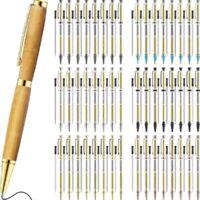 Kit de 48 stylos à spirale en bois, stylos fins de 7 mm, ensemble de stylos à spirale C