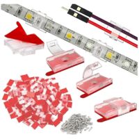 100 clips de fixation pour rubans LED avec ruban adhésif