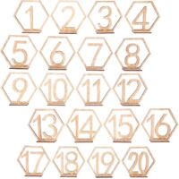 20 Numéros de table pour mariage Porte-numéros en bois Centres de table rustiques Panneau de table Support pour numéros de table Numéros de table hexagonaux en bois