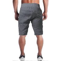 Short en lin pour homme, short de sport léger et décontracté en coton pour la gym et le yoga - Taille S - Gris