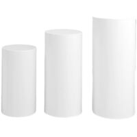 Lot de 3 manchons décoratifs pour socles cylindriques de fête, présentoirs, piliers, bases à desserts, etc. - Idéal pour les fêtes d'anniversaire, les mariages et autres événements. JikaixWhite
