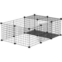 Enclos modulable pour lapins et cochons d'Inde avec accessoires, 105x70x35cm - Noir