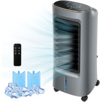 Refroidisseur d'air portable 4-en-1 : humidificateur, purificateur, ventilateur, oscillation 90°, 4 vitesses, 3 modes, gris