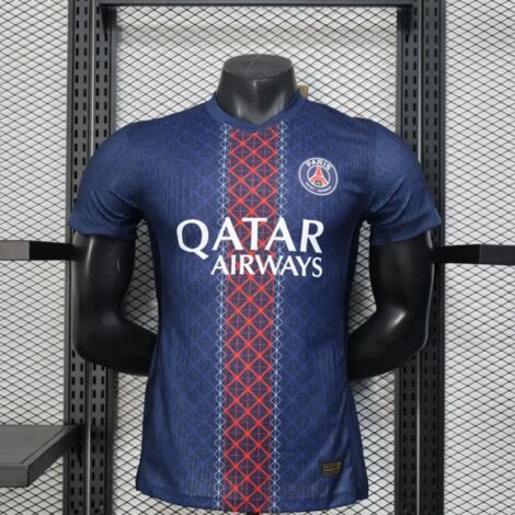 Maillot de football édition spéciale Paris Saint Germain, maillot supporter PSG rayures bleu marine et rouge-M
